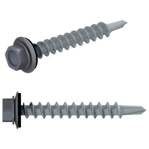 Саморез кровельный 4.8*29 мм Starfix SMV1-44592-5 цинк шайба с прокладкой PT1 RAL 7024 графитовый серый