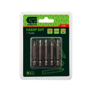 Набор бит Сибртех 11256 SL4*50 сталь CrMo 5 шт