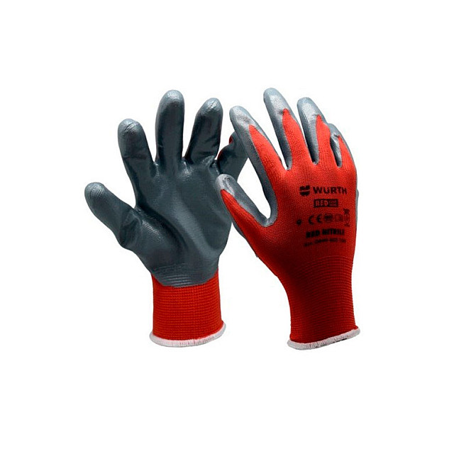 Перчатки трикотажные Wurth Red Nitrile 0899403109 с нитриловым покрытием размер 9