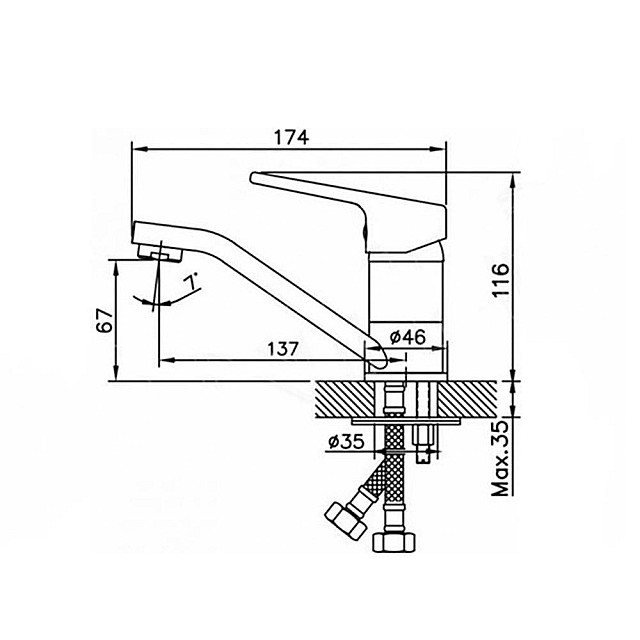 Смеситель для кухни AV Engineering серия HOB AVHOB4-A163-687 D35