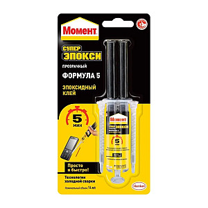 Клей эпоксидный Момент супер эпокси двухкомпонентный прозрачный 14 мл