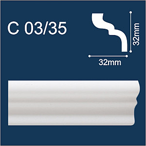 Плинтус потолочный Солид С03/35 белый 32*32*2000 мм