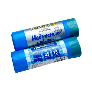 Мешки для мусора Ромашка Надежные В30351512 с завязками синие 35 л 15 шт