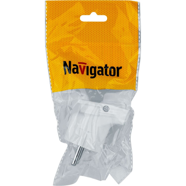 Вилка Navigator 61 362 NCA-PLO4-16A-E-WH угловая с заземлением белая