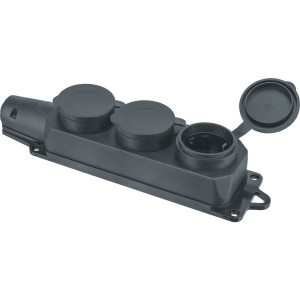 Колодка Navigator 61 372 NCA-BLR2-03-16A-E-IP44-BL 3 гнезда с заземлением каучук черная