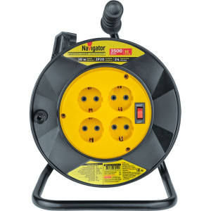 Удлинитель Navigator 93 911 NPE-R-04-30-E-3*1.5 катушка 4 гнезда с заземлением 30 м