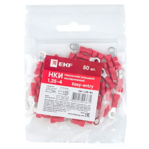 Наконечник кольцевой изолированный EKF PROxima nki-1.25-4n НКИ 1.25-4 50 шт
