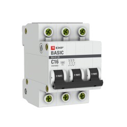 Автоматический выключатель EKF Basic mcb4729-3-16C 3Р 16А (C) 4.5кА