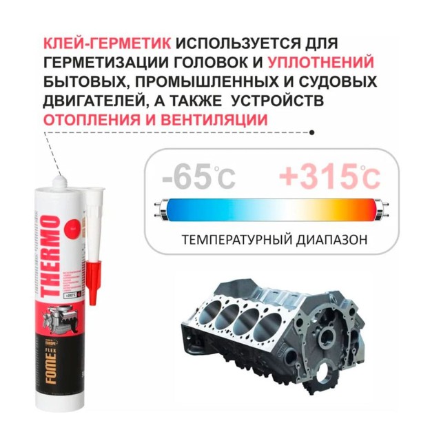 Герметик силиконовый Fome Flex Thermo 01-4-2-006 термостойкий красный 300 мл