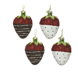 Набор украшений елочных Клубника в шоколаде 5.8 см стекло 4 шт