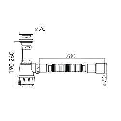 Сифон для кухни AV Engineering AVE129760 с прикручивающимся выпуском 70 мм с гибкой трубой 1 1/2 - 40/50 мм