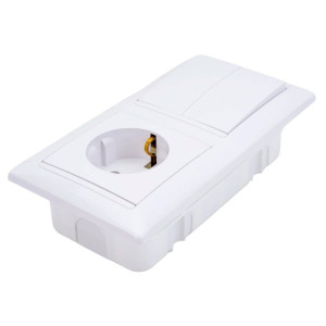 Блок Bylectrica Стиль 2В-РЦ-693 выключатель 2 клавиши + розетка с заземлением белый