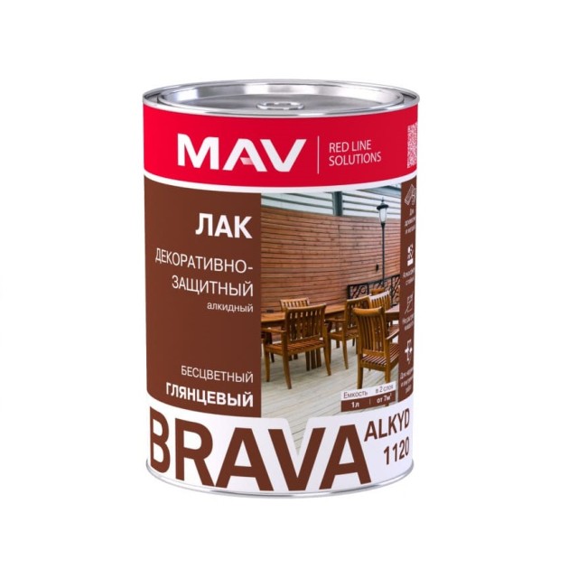 Лак MAV Brava Alkyd 1120 декоративно-защитный глянцевый 1 л