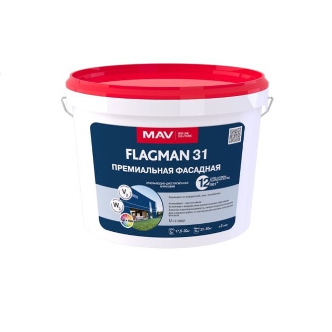 Краска MAV Flagman 31 премиальная фасадная белая матовая 11 л