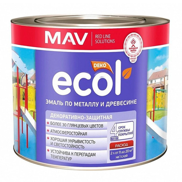 Эмаль MAV Ecol ПФ-115 по металлу и древесине карамель глянцевая 2.4 л