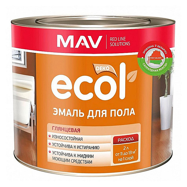 Эмаль для пола MAV Ecol ПФ-266 золотисто-коричневая глянцевая 2.4 л