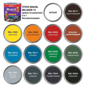 Грунт-эмаль MAV Belakor 15 прямо по ржавчине 3 в 1 быстросохнущая RAL 9004 черная матовая 1 л