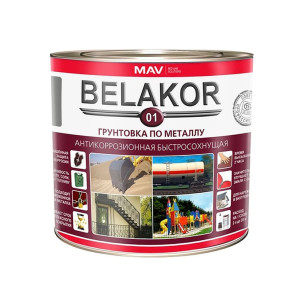 Грунтовка MAV Belakor 01 по металлу антикоррозийная быстросохнущая красно-коричневая 2.4 л