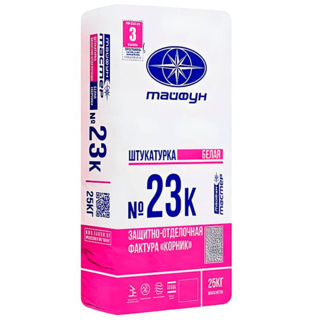 Штукатурка Тайфун Мастер №23.К-2 с фактурой Корник 1.5 мм белый 25 кг Штукатурка Тайфун Мастер №23.К-2 с фактурой Корник 1.5 мм белый 25 кг