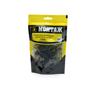 Саморез по гипсокартону 3.5*51 мм Монтаж MD001008 редкий шаг к дереву фосфат 155 шт