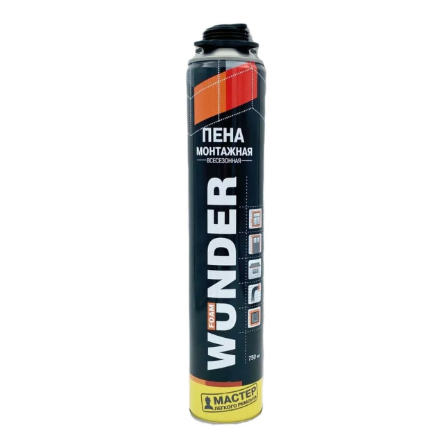 Пена монтажная Wunder Foam профессиональная всесезонная 750 мл Пена монтажная Wunder Foam профессиональная всесезонная 750 мл