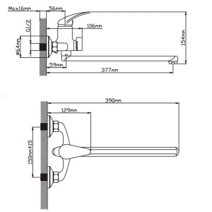 Смеситель для ванны Cronwil CD038-22 с плоским изливом