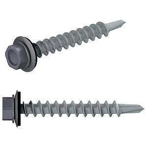 Саморез кровельный 4.8*29 мм Starfix SMV1-44592-5 цинк шайба с прокладкой PT1 RAL 7024 графитовый серый