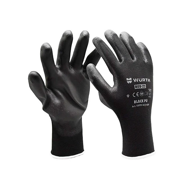 Перчатки трикотажные Wurth Black PU 0899402409 с полиуретановым покрытием размер 9 Перчатки трикотажные Wurth Black PU 0899402409 с полиуретановым покрытием размер 9