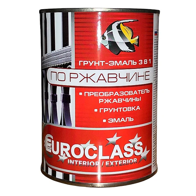 Грунт-эмаль Euroclass по ржавчине 3 в 1 черная 0.9 кг Грунт-эмаль Euroclass по ржавчине 3 в 1 черная 0.9 кг