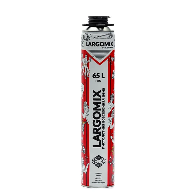 Пена монтажная Largomix Pro 65L пистолетная всесезонная 850 мл Пена монтажная Largomix Pro 65L пистолетная всесезонная 850 мл