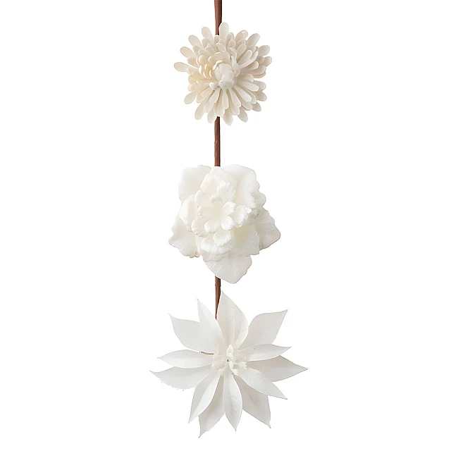 Новогоднее елочное украшение Белые цветочки на клипсе 3 шт