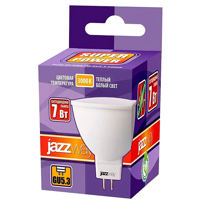 Лампа Jazzway PLED-SP JCDR 7w 3000K GU5.3 230/50 Лампа Jazzway PLED-SP JCDR 7w 3000K GU5.3 230/50