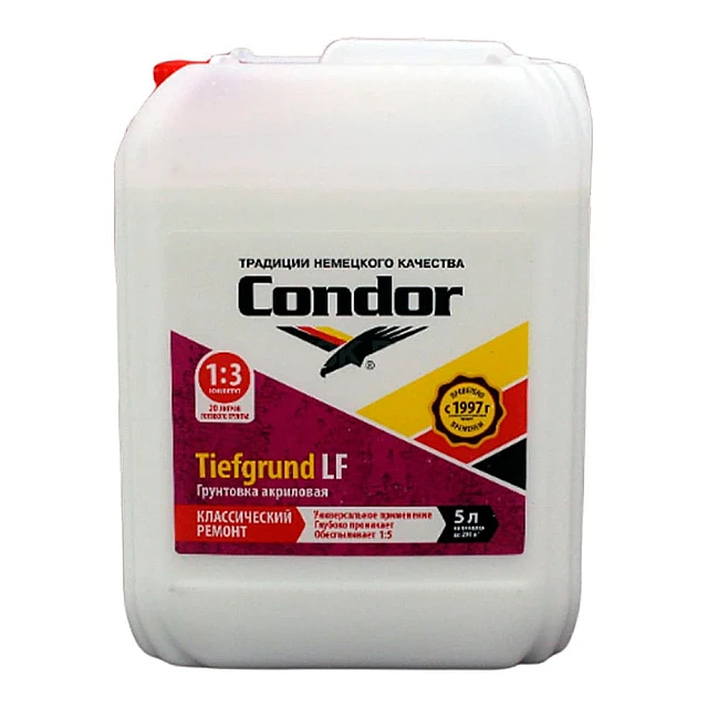 Грунтовка Condor Tiefgrund LF классический ремонт концентрат 1:3 5 кг