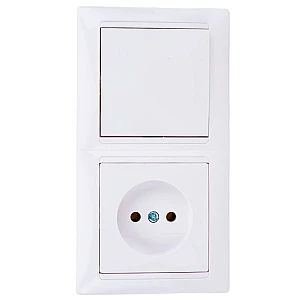 Блок Bylectrica Стиль В-РЦ-685 выключатель 1 клавиша + розетка без заземления белый