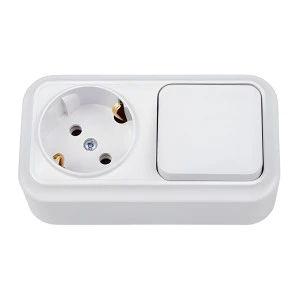 Блок Bylectrica Вариант В-РЦ-7112 выключатель 1 клавиша + розетка с заземлением белый