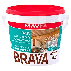 Лак MAV Brava Acryl 43 для изделий из древесины полуглянцевый 1 л