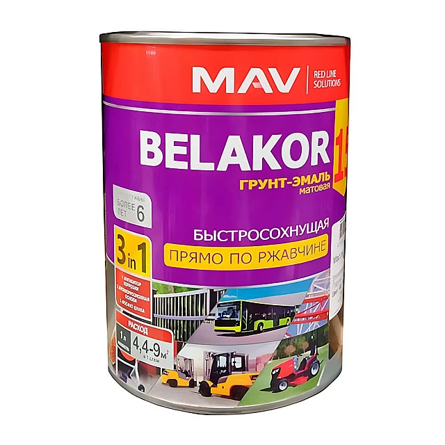 Грунт-эмаль MAV Belakor 15 прямо по ржавчине 3 в 1 быстросохнущая RAL 7024 графитовая матовая 1 л Грунт-эмаль MAV Belakor 15 прямо по ржавчине 3 в 1 быстросохнущая RAL 7024 графитовая матовая 1 л