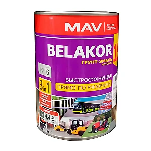 Грунт-эмаль MAV Belakor 15 прямо по ржавчине 3 в 1 быстросохнущая RAL 1023 желтая матовая 1 л