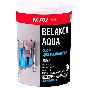 Краска MAV Belakor Aqua для радиаторов белая полуматовая 1 л