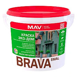 Краска MAV Brava Эко-Дом белая полуглянцевая 3 л