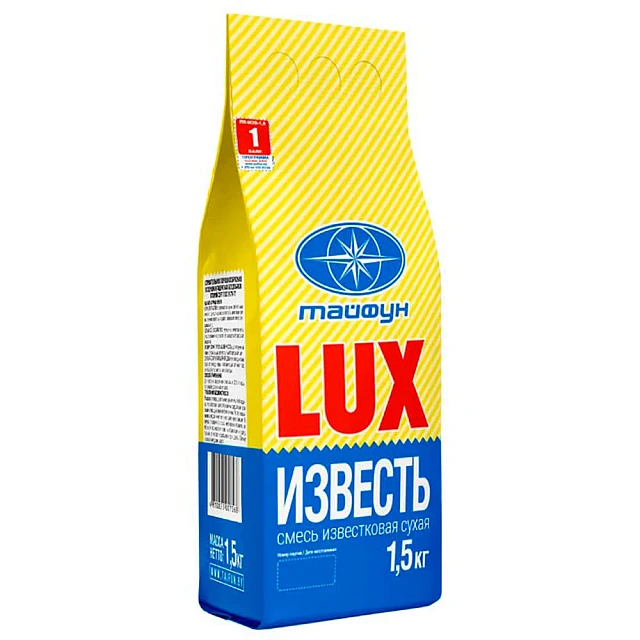 Известь строительная Тайфун Lux без добавок 1.5 кг Известь строительная Тайфун Lux без добавок 1.5 кг