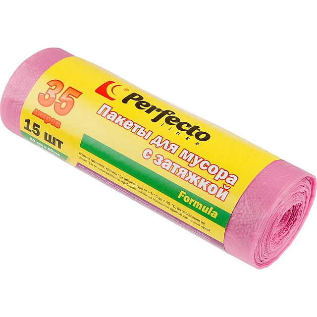 Пакеты для мусора Perfecto Linea Formula 46-006090 с затяжкой 35 л 15 шт Пакеты для мусора Perfecto Linea Formula 46-006090 с затяжкой 35 л 15 шт