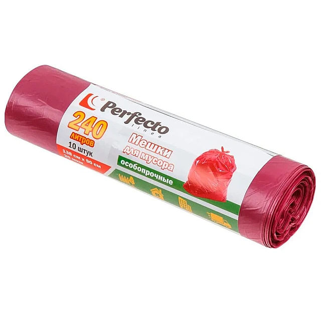 Мешки для мусора Perfecto Linea 46-141640 особопрочные 240 л 10 шт Мешки для мусора Perfecto Linea 46-141640 особопрочные 240 л 10 шт