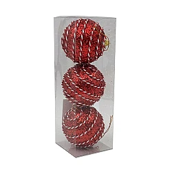 Набор шаров Калядны час White stripes АВ24-083 8 см 3 шт