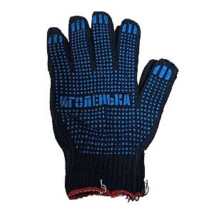 Перчатки хлопчатобумажные с ПВХ Черная Лого 6-нитка 7.5 класс