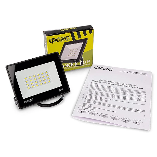 Прожектор светодиодный ФАZA СДО-20 30W 6500K BL IP65 230V
