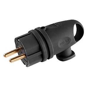 Вилка Юпитер JP7602-02 угловая с ушком каучук черная