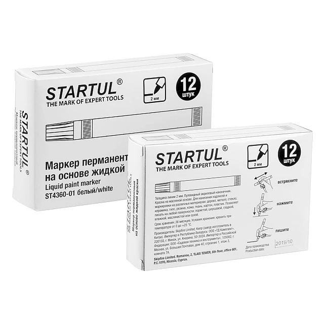 Маркер промышленый перманентный Startul Profi ST4360-01 на основе жидкой краски белый Маркер промышленый перманентный Startul Profi ST4360-01 на основе жидкой краски белый