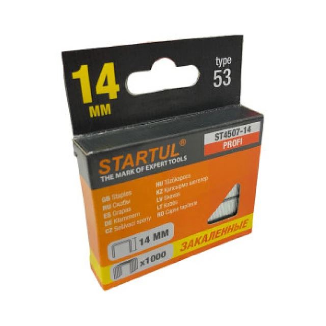 Скобы закалённые Startul Master ST4507-14 тип 53 14 мм 1000 шт Скобы закалённые Startul Master ST4507-14 тип 53 14 мм 1000 шт