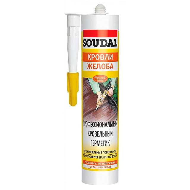 Герметик кровельный Soudal Кровли Желоба профессиональный прозрачный 280 мл Герметик кровельный Soudal Кровли Желоба профессиональный прозрачный 280 мл